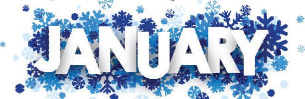 January sign with snowflakes. Vector illustration.
